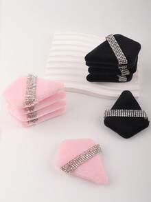 1pc/3pcs/5pcs/10pcs /15pcs/24pcsBlack Triangle Shaped Powder Puff Set For Loose Powder, With Crystal Velvet Short Hair, Soft And Adhensive,Cheap,Stocking Stuffers,Makeup,Makeup Tools,Cheap Stuff,Gifts,Gifts For Women,Christmas Gifts