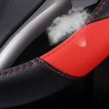 Leather Car Steering Wheel Cover, Non - Slip Car Wheel Cover Protector Breathable Microfiber Leather Universal Fit Most Beige - Black & Red - View 5