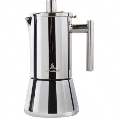 Stovetop Espresso Maker 6Cup 10 Oz Moka Pot Stainless Steel Cuban And Italian Coffee Maker For Cafetera Cubana Greca De Cafe Induction Stovetop Compatible Perfect For Home Brewing And Travel Use Ideal Kitchen Appliance For Enthusiasts Seeking Authentic Coffee Experience
