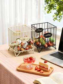 Giỏ đựng viên nang cà phê và bông trang điểm bằng dây kim loại màu đen, hộp đựng đồ bằng kim loại dung tích lớn, giỏ đựng phụ kiện quầy cà phê văn phòng và mặt bàn bếp, hộp đựng kem và siro, đồ trang trí phòng. - Nhiều màu - Xem 9