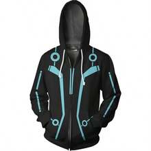 - Disfraz de Cyber Fight para adultos, con capucha, diseo de personajes de pelcula, sudadera con capucha para hombres, Halloween, vestido casual - Azul + M - Ver 1