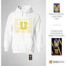UANL Sudadera con Capucha Hombre Hoodie Papel picado - Blanco + CH - Ver 2