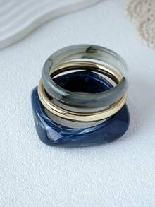 3件套 时尚优雅复古夸张亚克力手镯套装，搭配金色CCB手链，简约设计，适合日常和派对佩戴，四季皆宜。 - 查看 4