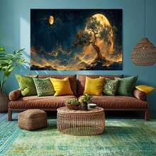 Framed 2D Flat, 1pc Giant Tree Of Life Canvas Print - Abstract Wall Art, Modern Geometric Design For Living Room, Bedroom, Kitchen And Bathroom Decor -  Indoor/ Outdoor Canvas Art, 2D Flat - Framed - 查看 3