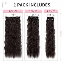 Clip In Hair Extensions,6PCS Hair Extensions Long Mermaid Waves Wavy Synthetic Clip On Hairpiece For Women 24 Inch (Black Brown),BlackBrown - Blackbrown - View 4