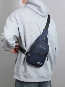 Men's Casual Fashion One Shoulder Bag, Messenger Bag, Large Capacity Chest Bag, Coin Purse, Phone, Tool Pouch - Blue - View 5