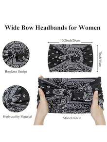 1/6件装女士蝴蝶结兔耳发箍，波西米亚风超宽可爱兔耳头巾，万圣节配饰，秋季女士发带，非洲风头巾发箍，弹性纯色蝴蝶结发饰，适合健身/瑜伽/运动/户外，纯色休闲发带，四季皆宜冬季保暖吸汗发带女士头巾时尚女士围巾