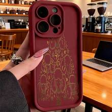 Funda de teléfono con borde protector negra con estampado de perros dorados y estrellas para uso diario y trabajoCompatible with  16 Pro Max/16 Plus/16 Pro/16/15 Pro Max/15 Plus/15 Pro/15/14 Pro Max/14 Plus/14 Pro/14/13 Pro Max/13 Pro/13/12 Pro Max/12 Pro/12/11 Pro Max/11 Pro/11/XS Max/XR/X/7 Plus/7 TPU Drop-Proof and Stain-Resistant Protective Soft Case - Burdeos - Ver 7
