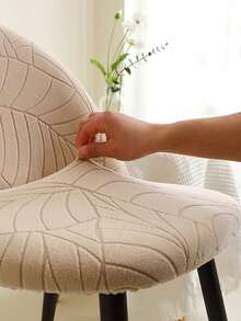 Bộ 1/4/6 vỏ bọc ghế ăn họa tiết lá cây, vỏ bọc ghế Parsons lưng thấp co giãn màu trơn, vỏ bọc ghế trang điểm mềm mại, phù hợp cho gia đình và khách sạn. - Màu kaki - Xem 6