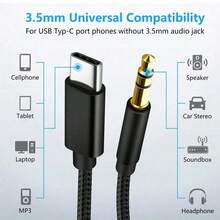 3.3 英尺 Aux 转 USB-C 音频线，USB-C 转 3.5mm 音频辅助插孔线，C 型转 3.5mm 耳机车载立体声线，兼容 17/16/15/15 Plus/Pro/Pro Max、Galaxy S25/S24/S23、iPad Pro/Air - 彩色 - 查看 5