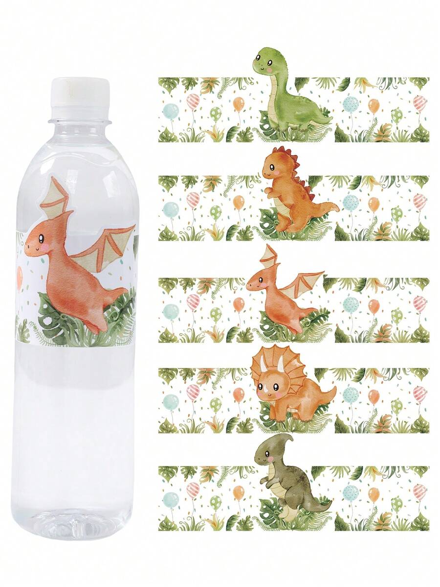10/20张卡通恐龙水瓶贴纸，派对水瓶标签贴纸，瓶子包装贴纸，恐龙主题生日派对用品，婴儿派对装饰，性别揭晓派对装饰，新娘送礼会回礼，生日装饰，派对礼物 - 恐龍 - 查看 1