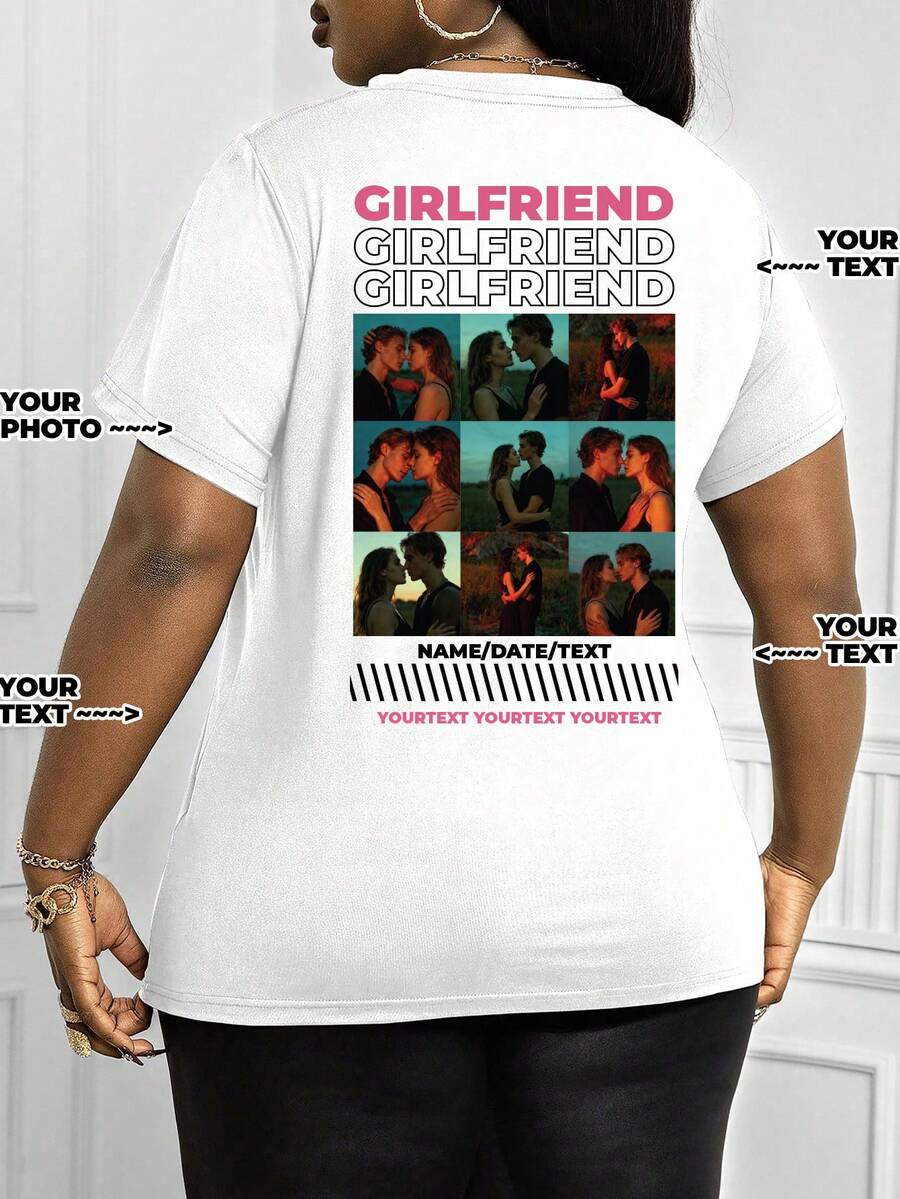 Customized Personalized His & Her Thanksgiving Tees - "Gobble 'Til We Wobble" With Your Couple Nicknames. Perfect For Family Dinner & Turkey Trot! For Picnics, Autumn Hayrides & Cozy Nights In! - White - View 1