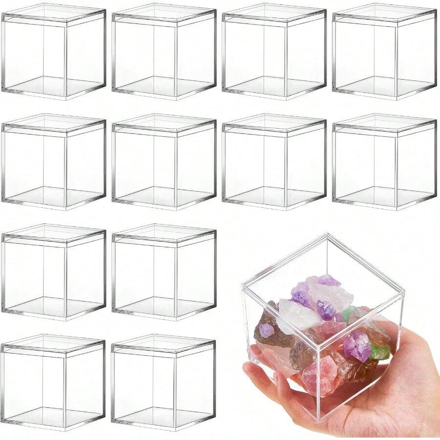 312 Pcs Clear Acrylic Box With Lid Plastic Small Acrylic Boxes Decorative Storage Box Jewelry Display Mini Clear Container For Home Candy Pill Tiny Jewelry Square 4 X 4 X 4 Ideal For Organizing Small Items Perfect For Home Office Or Gift Packaging Transparent Design Enhances Visibility Durable And Stylish Storage Solution - Clear - View 1