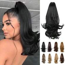 Ponytail Extension Curly Wavy Layered Ponytail Black Brown Blonde Claw Ponytail Extension Synthetic Hairpiece For Women - PB-01-1B - Xem 1