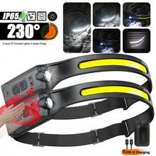1pc Rechargeable 230° Wide Angle LED Headlamp With Motion Sensor, Suitable For Adults - Camping Gear, Waterproof Headlight Flashlight For Hiking, Running, Repair, Fishing, Cycling - Black - View 13