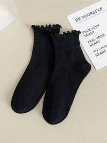 1双/3双/6双日式翻边踝袜，可爱清新荷叶边女袜