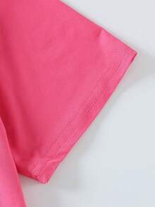 1PC Girls Cool Ripped Bear Print Short Sleeve T - Shirt, Soft Skin - Friendly Fabric, Daily Casual Summer Style - Hot Pink - View 5