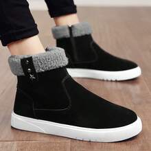 1 Pair Men's Black Snow Boots, Warm Winter Shoes, Fashionable Boots For Autumn/Winter - Black - View 7