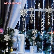 18pcs/Set Crystal Ornaments - Hanging Acrylic Icicle & Snowflake Crystal Decorations, Suitable For Christmas Tree, Winter New Year Party Supplies - White - View 6