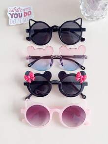 1/2/3/4件套 男女童可爱漂亮小熊蝴蝶结眼镜 3款套装 儿童宝宝时尚眼镜 返校礼物 - 彩色 - 查看 23