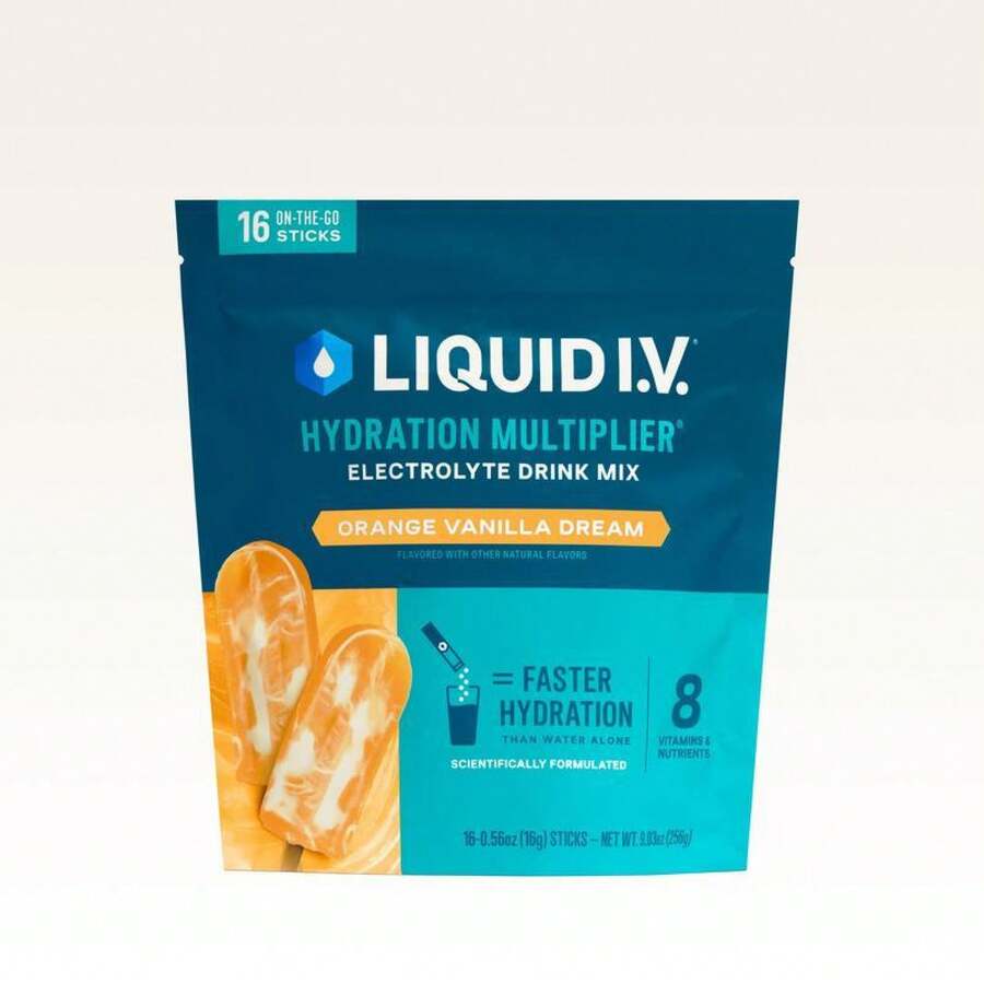 Liquid I.V. Hydration Multiplier - Orange Vanilla Dream - Hydration Powder Packets | Electrolyte Powder Drink Mix | Convenient Single-Serving Sticks | 8 Vitamins & Nutrients | 1 Pack (16 Servings) - 1pc - 查看 1