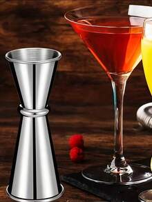 304 Stainless Steel Cocktail Shaker And Jigger - Suitable For Wine And Alcoholic Beverages, Kitchen Essential | Stylish Metal Appearance | Durable And Long-Lasting
