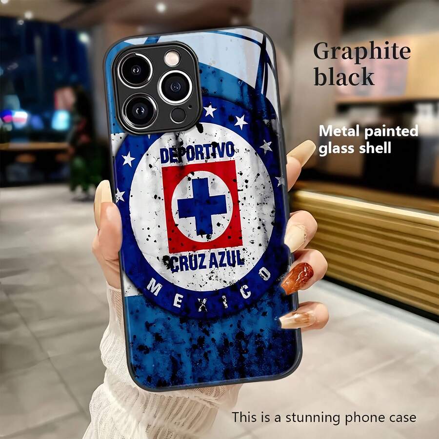 Funda para teléfono con el logo del equipo de fútbol Cruz Azul, compatible con teléfonos ,  17,  16 Pro Max,  15 Pro Max,  13 y  12. Fabricada en TPU, ofrece protección contra golpes y caídas. Ideal para aficionados al deporte, familiares, amigos, regalos de cumpleaños y para llevar siempre contigo en los partidos. - Negro - Ver 1