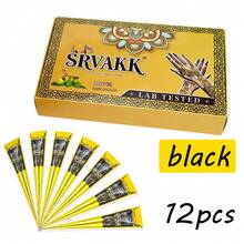 3/4/12 Pack SRVAKK - Henna Tattoo Cream, Brown/Black Temporary Henna Tattoo, Semi-Permanent Fingerprint Body Ink, Waterproof Henna Tattoo Cream, Suitable For Body Painting, Temporary DIY Pattern Creation - 彩色 - 查看 13