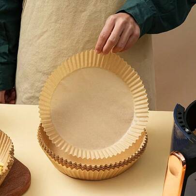 20/50/100 piezas Tapetes de papel antiadherente, gruesos, a prueba de aceite y absorbentes para hornear, horno, asar, microondas, forma redonda, resistentes a altas temperaturas, papel de pergamino para alimentos