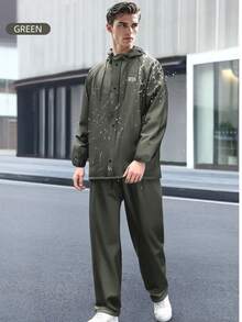 Men's Rainsuit, Detachable Heavy Duty Adult Motorcycle Rain Jacket And Pants Set, Black, Suitable For Cycling, Outdoor Work, Hiking Insulation, Galentines, Puppy, Carnival