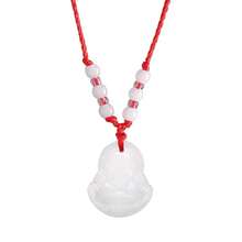 FORUBUS Green Jade Buddha Circle Red String Pendant Necklace - Chinese Traditional Amulet For Luck And Protection,Bwhitebuddha - 白佛 - 查看 1