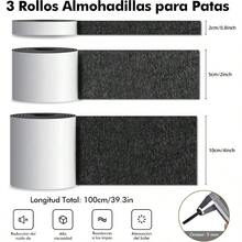 Almohadillas para Muebles 3 Cintas Fieltro Adhesivo de 100cm Antideslizantes para Muebles Anchura 2 cm 5 cm 10 cm Antideslizante y Cortable Gomas para Patas de Sillas de 5mm de Espesor(Nergo) - Nergo - Ver 2