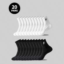 1雙/5雙/6雙/10雙/18雙/20雙 男士休閒襪 中筒襪 白色襪 冬季襪 黑色襪 舒適休閒運動款 2款可選（薄款/厚款）尺寸：(35~39) (39~42) - 彩色 - 查看 7