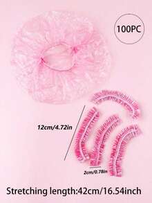 50/100pcs Disposable Plastic Shower Caps, Waterproof Shower Head Covers, Beauty Dye & Dust Protection Hair Caps, Suitable For Kitchen, Hotel, Salon, Bathroom, Kitchen Supplies, Cleaning Protection, (Pink, White, Yellow, Blue), Back To School Season - Multicolor - View 3