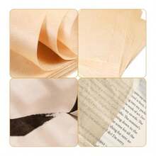 100 Sheets Rice Paper Ancient Bamboo Pulp Handmade Xuan Paper Vegetation Dyed Retro Semi-Raw For Calligraphy Antique 9.4 * 15.7inch - 黑色 - 查看 5