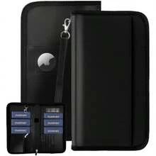 GOAUS Passport Holder For Travel With Airtag Card Slots, Money Pocket, Travle Gifts For Women Men RFID Blocking Wallet Book Case(Black Family) - 彩色 - 查看 2