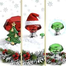 Christmas Theme Crystal Knobs, Holiday Season Cabinet Drawer Decorative Handles, Christmas Color Crystal Knobs Decor Dresser Drawers And Kitchen Cabinets, Wardrobe Doors, Furniture, Christmas Decoration - Multicolor - View 6