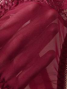 2pcs Set European & American Style Burgundy Lace Sexy Hollow Out Underwire Lingerie Set For Women - Burgundy - View 6