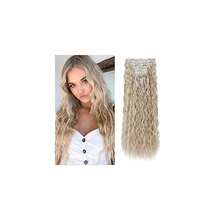 Clip In Hair Extensions,6PCS Hair Extensions Long Mermaid Waves Wavy Synthetic Clip On Hairpiece For Women 24 Inch (Blonde With White Blonde Highlights),BlondewithWhiteBlondeHighlights - BlondewithWhiteBlondeHighlights - Xem 1
