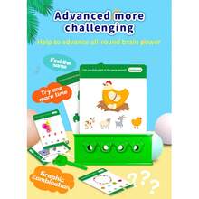 Puzzle di flashcard logiche per bambini da 1 a 3 anni, include flashcard educative con forme, animali e altro, con supporti per le carte e risposte, adatto per bambini in età prescolare - Multicolore - Visualizzare 6