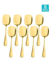 2/4/8Pcs Stainless Steel Serving Spoons, Buffet Scoops & Salad Ladle For Home Kitchen Hotel Restaurant - - - View 2