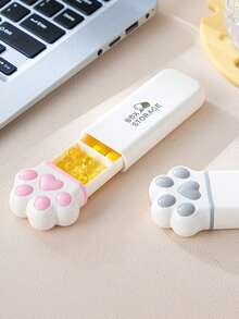 Creative Mini Cat Paw Pill Box - Portable Daily Medication Storage Box, 3-Compartment Design, Suitable For Travel, Home Organization And Storage, Ideal For Daily Medication Management. This Portable Pill Box Can Be Placed Independently, Made Of Plastic Material, No Electricity Required, And Also A Cute Multi-Functional Jewelry Storage Box. - Multicolor - View 4