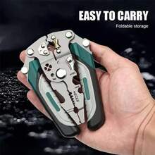 16-In-1 Foldable Wire Stripper, Wire Cutter, Pulley Design Multi-Functional Electrician Crimping Pliers, Winding Pliers, Manual Tool