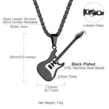 Suplight Stainless Steel Black Guitar Necklace For Men Music Jewelry,03.Guitar-Blackplatedstainlesssteel - 03.吉他-黑色鍍層不銹鋼 - 查看 7