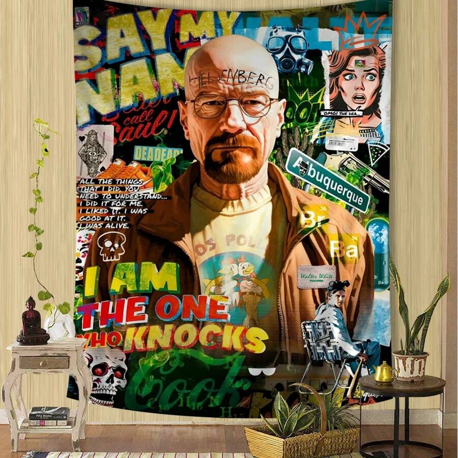 Breaking Bad Movie Wall Tapestry Bohemian Wall Tapestries Mandala Wall Hanging Home Decor - 白色 - 查看 1