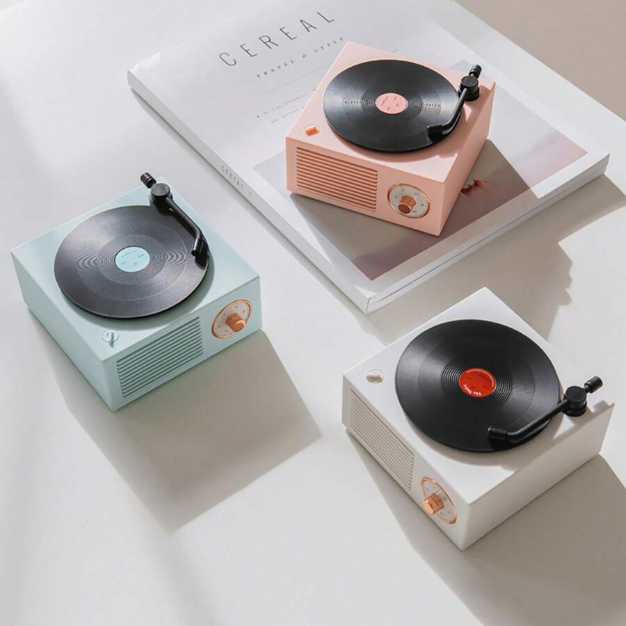 Vintage Charm, Modern Sound. This Creative, Multifunctional Mini Speaker Combines A Retro Record Player Design With Wireless Bluetooth Audio For Your Office. - Nhiều màu - Xem 1