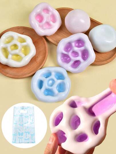 1/2pcs Super Fun Stress Relief Mochi Squishy Ball, Ultra Soft & Thin Ice Cream Mochi Squeeze Toy To Relieve Anxiety & Tension, Mood Healing, Slow Rebound, Color Changing Stress Relief Toy With Random Color Gift Bag