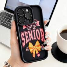 Cubierta de teléfono para  con diseño de primera vez senior 2026 estampado con lazo y lápiz escolar color negro ideal para estudiantes universitariosCompatible with  16 Pro Max/16 Plus/16 Pro/16/15 Pro Max/15 Plus/15 Pro/15/14 Pro Max/14 Plus/14 Pro/14/13 Pro Max/13 Pro/13/12 Pro Max/12 Pro/12/11 Pro Max/11 Pro/11/XS Max/XR/X/7 Plus/7 TPU Drop-Proof and Stain-Resistant Protective Soft Case - Negro - Ver 2