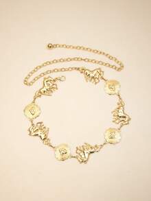 1件装女士腰带/棕色腰带/腰链/金色腰带/珍珠腰带，几何复古西部风格身体链带流苏，适合夏季休闲连衣裙搭配 - 多色 - 查看 4