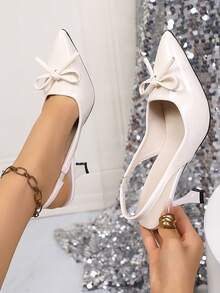 Women's High Heel Pumps, Spring New Pointed Toe High Heels, Sexy Stiletto White Patent Leather Strap Sandals, 2-In-1 Shoes, Red High Heel Sandals